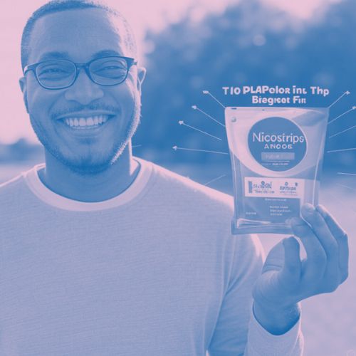 homme heureux et souriant montrant son paquet de nicostrips