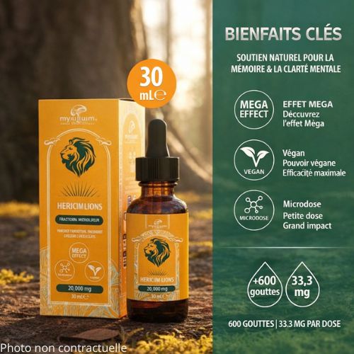 Extrait Pur  Champignon Lion's Mane (Hericium) en Gouttes | MYXILLUIM